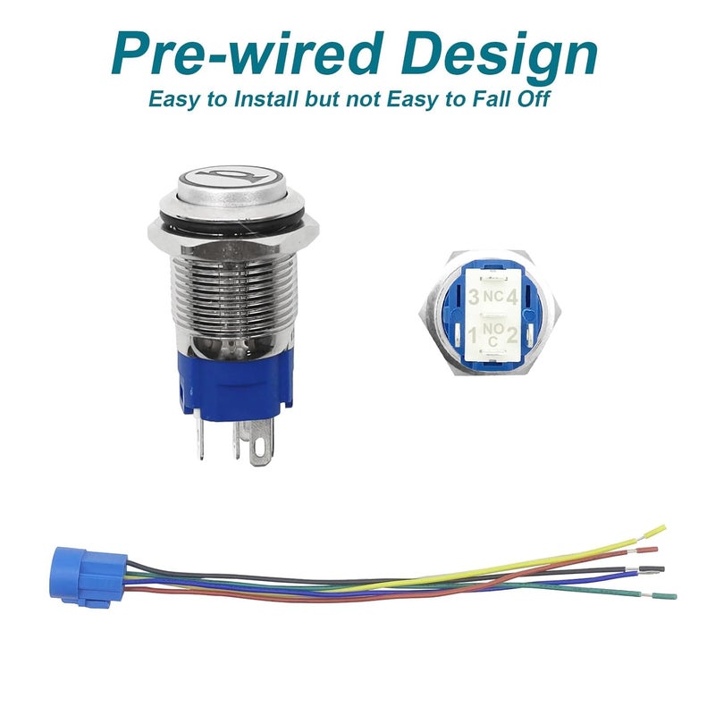 Gephynm Horn Button, Momentary Push Button Switch, Horn Switch for Car Modification, Push Button Switch a Tail Plug Harness - Image 4